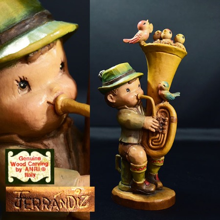 アンリ ANRI / Italia ANRI ferrandiz チューバを吹く少年 木彫人形