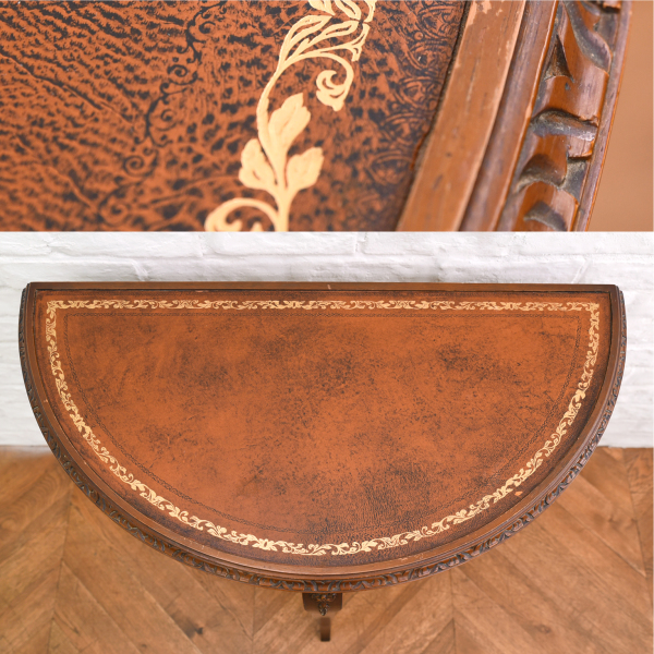 IZ20857I○西洋クラシック 年代物 コンソールテーブル 本革張り