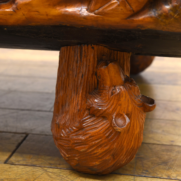 イズヤオンライン | 獣 木彫りガラステーブル
