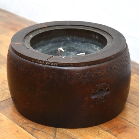 真鍮象嵌 太鼓型火鉢 