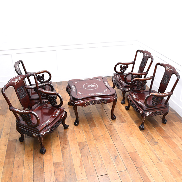 唐木螺鈿細工大椅子 13kg位 縦56cm 横56cm 高さ85cm 中国 紫壇 木工品 