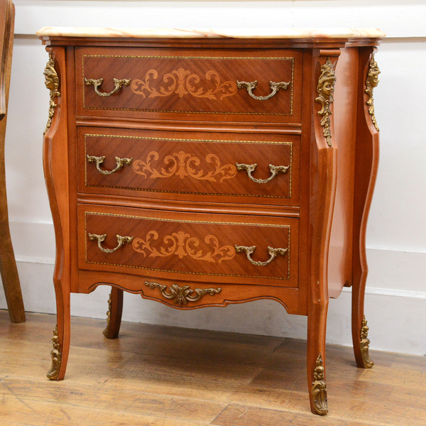 Rocca 大理石天板 木象嵌コンソールチェスト