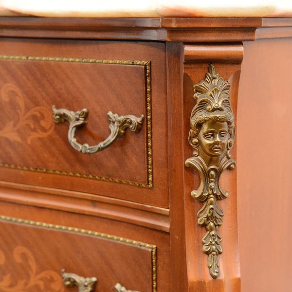 Rocca 大理石天板 木象嵌コンソールチェスト