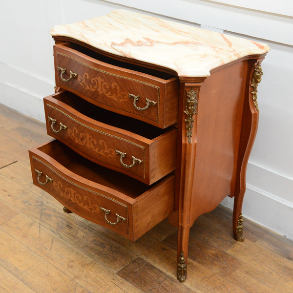 Rocca 大理石天板 木象嵌コンソールチェスト