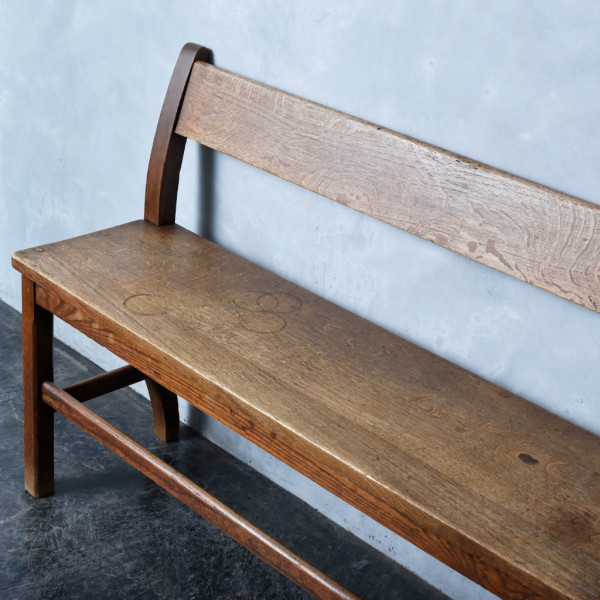 イズヤオンライン | 古い木製 楢無垢材 ベンチ
