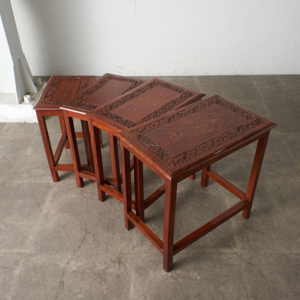 アジアンコロニアル 真鍮象嵌 ネストテーブル
